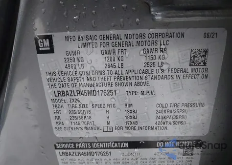 2021 Buick Envision Fwd Preferred from USA, damaged, VIN LRBAZLR45MD176251